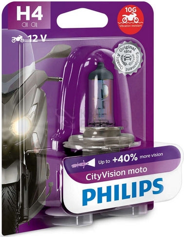 Obrázek produktu Autožárovka Philips CityVision Moto H4 12342CTVBW 60/55W 12V P43t-38 (pro motocykly) s homologací 0