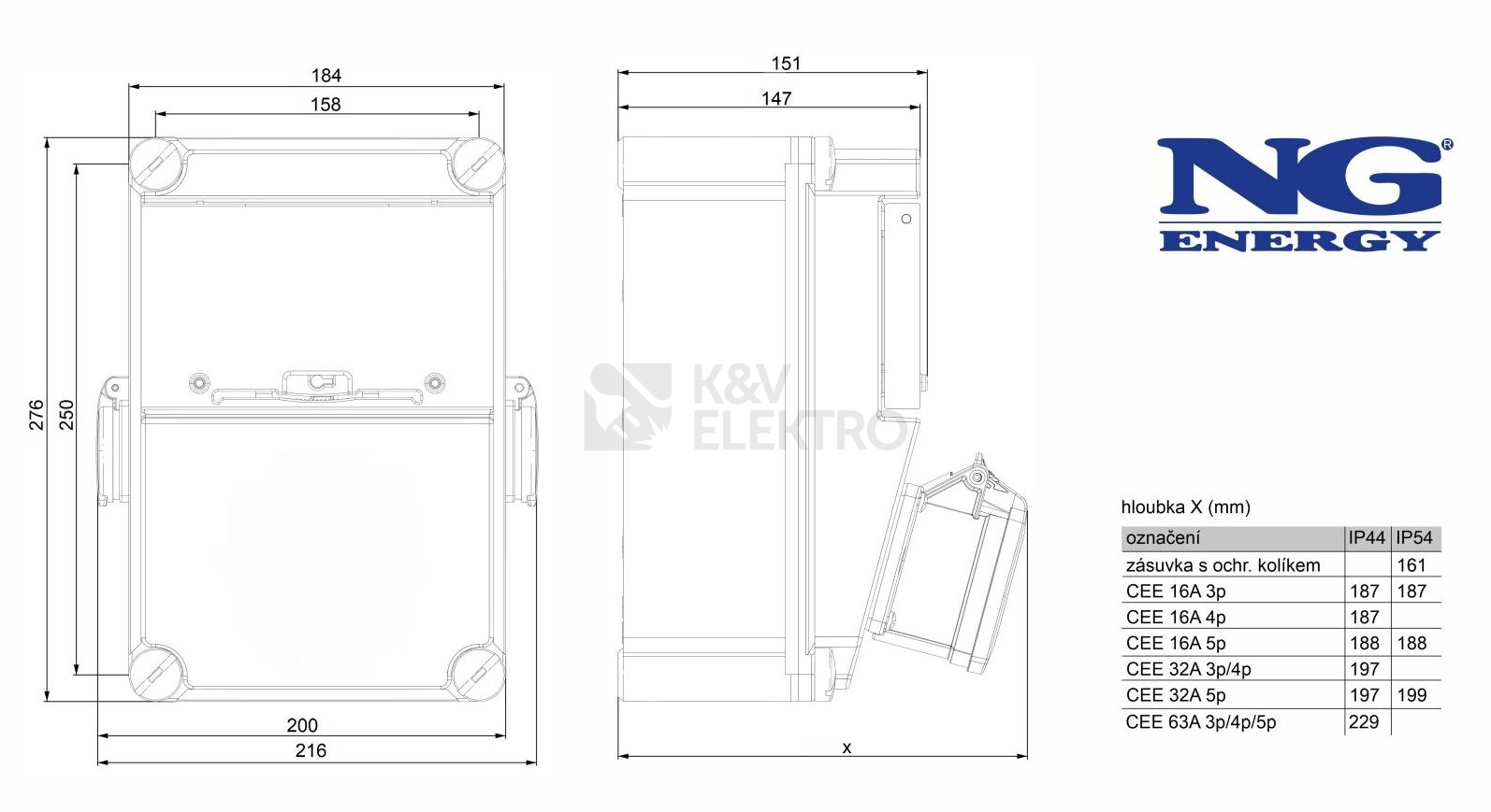 Obrázek produktu Zásuvková skříň nástěnná SC 53 024 E.01 jištěná s chráničem 6