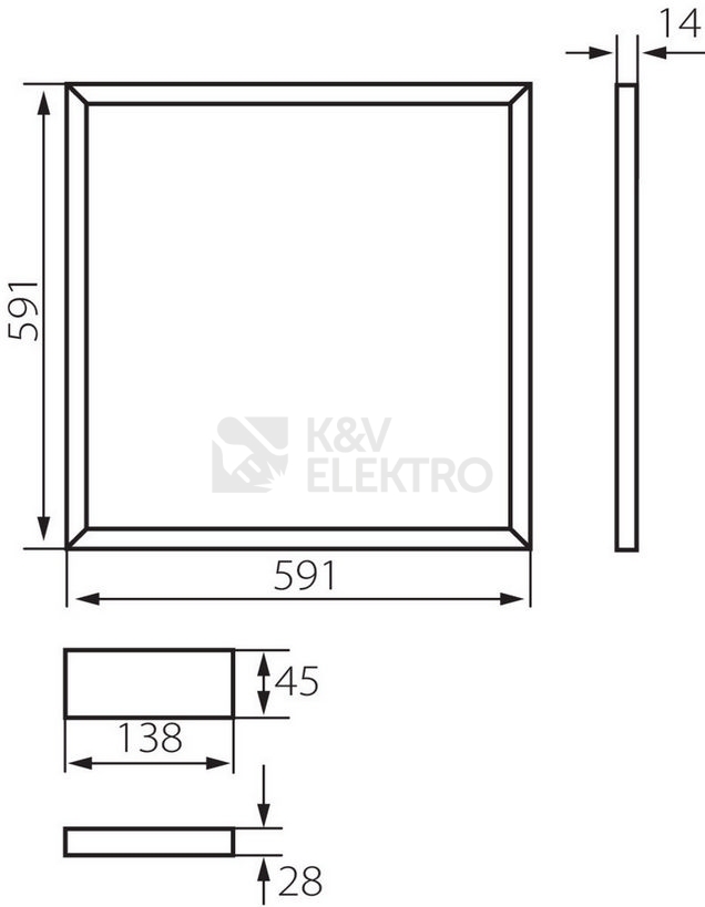 Obrázek produktu LED svítidlo podhledový rámeček Kanlux AVAR 6060 40W-NW neutrální bílá 4000K 26770 1