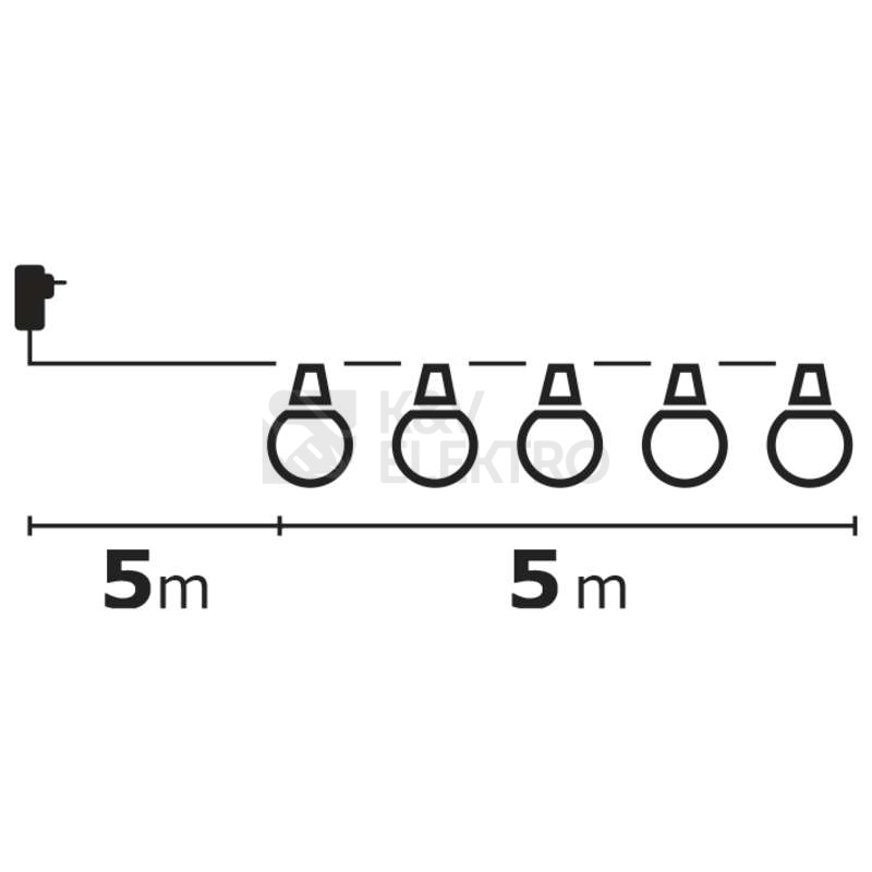 Obrázek produktu LED světelný řetěz EMOS ZY1939 DCPW01 5m 10x párty žárovky mléčné teplá bílá 6