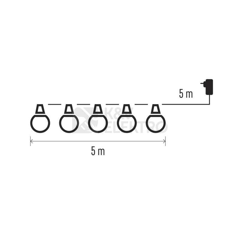 Obrázek produktu LED světelný řetěz EMOS ZY1939 DCPW01 5m 10x párty žárovky mléčné teplá bílá 16