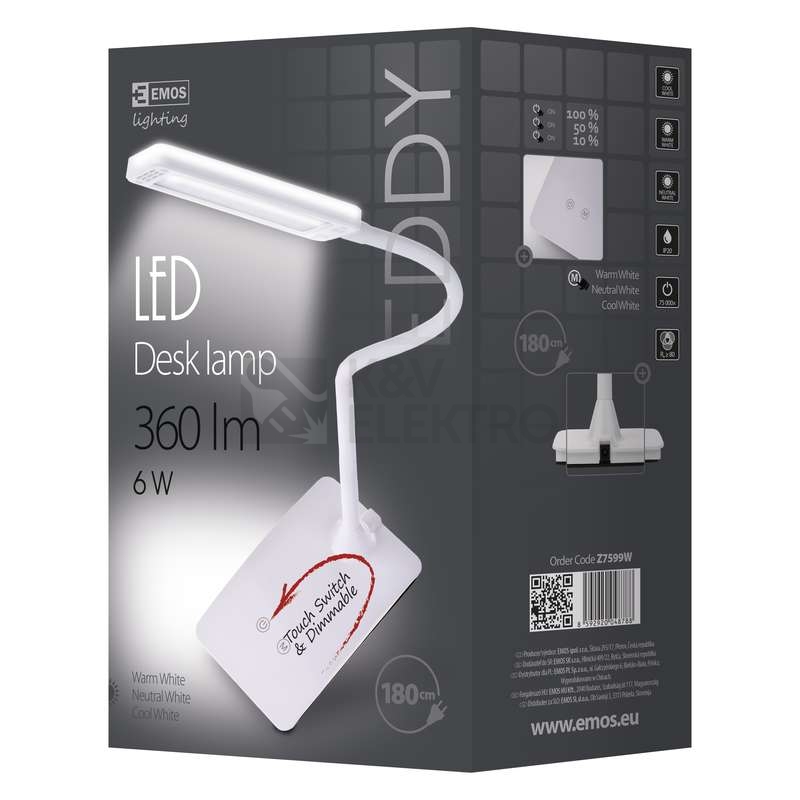 Obrázek produktu LED stolní lampa EDDY bílá EMOS Z7599W 1