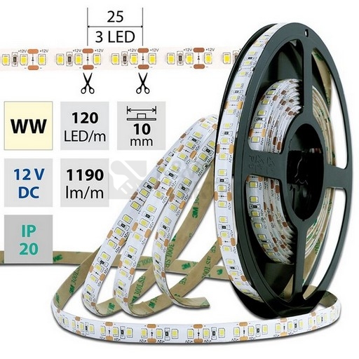 Obrázek produktu LED pásek McLED 12V teplá bílá š=10mm IP20 14W/m 120LED/m ML-121.367.60.0 (5m) 2