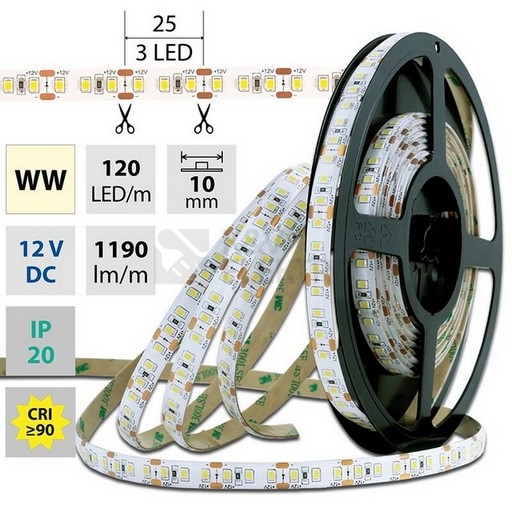 Obrázek produktu LED pásek McLED 12V teplá bílá š=10mm IP20 14W/m 120LED/m ML-121.367.60.0 (5m) 5