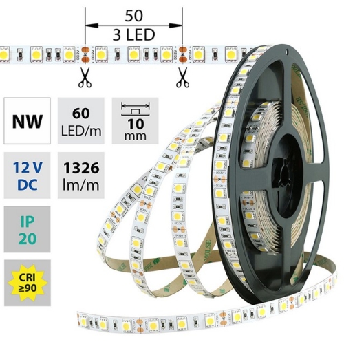 LED pásek McLED 12V neutrální bílá š=10mm IP20 14,4W/m 60LED/m SMD5050 ML-121.665.60.0