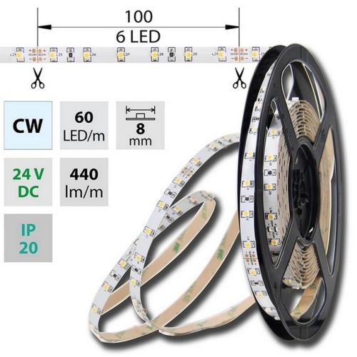 LED pásek McLED studená bílá 4,8W/m IP20 24V 8mm ML-126.206.60.2