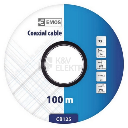 Obrázek produktu Koaxiální kabel bílý CB125 EMOS S5385 metráž 3