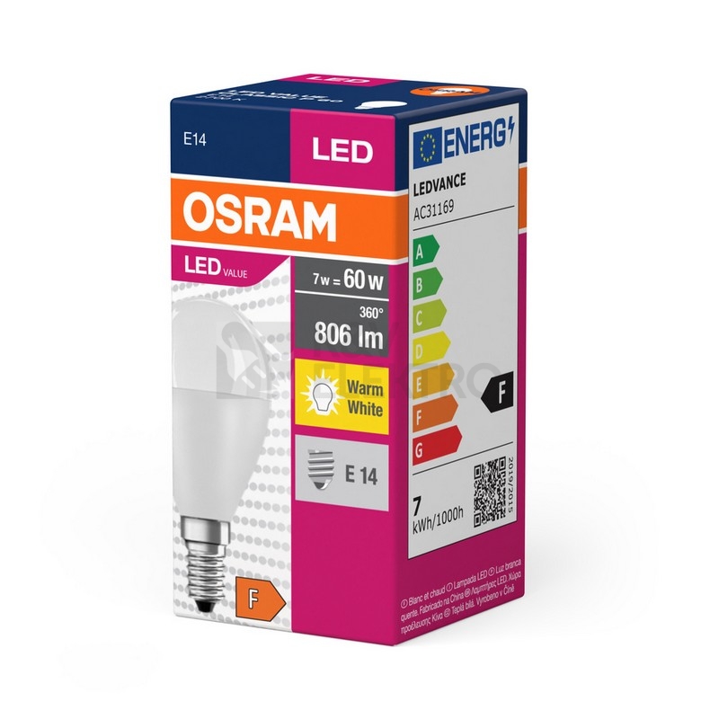 Obrázek produktu LED žárovka E14 OSRAM CL P FR 8W (60W) teplá bílá (2700K) 6