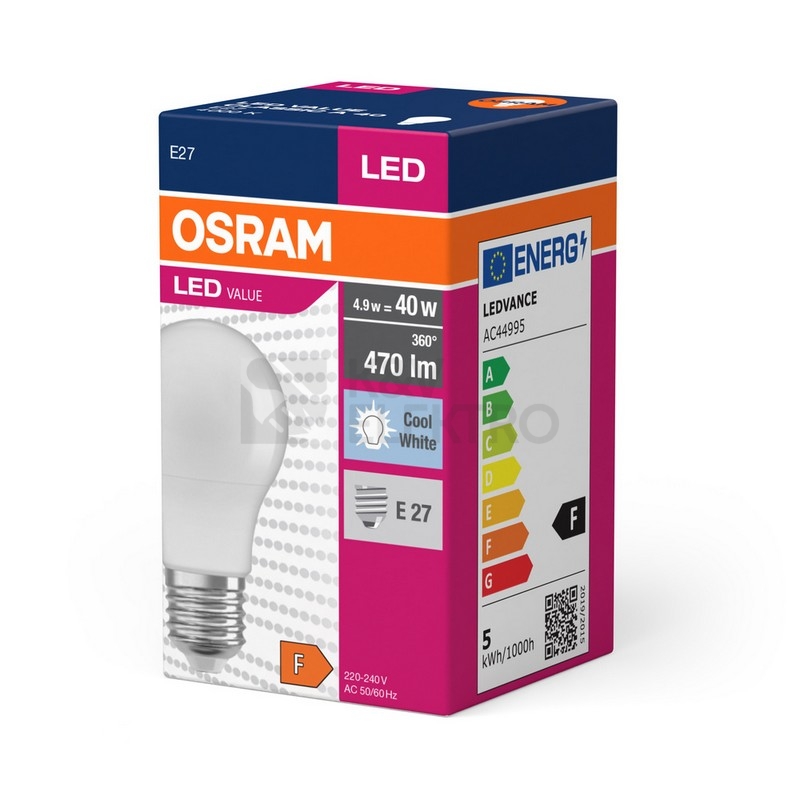 Obrázek produktu  LED žárovka E27 OSRAM VALUE CLASSIC FR 5W (40W) neutrální bílá (4000K) 2