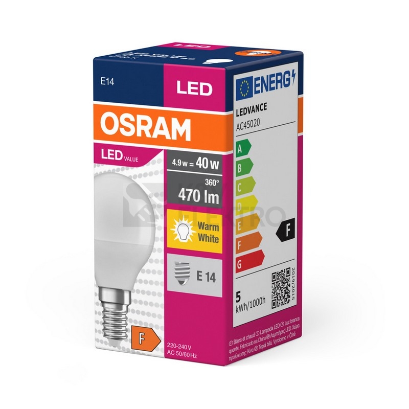 Obrázek produktu LED žárovka E14 OSRAM CL P FR 5,7W (40W) teplá bílá (2700K) 7