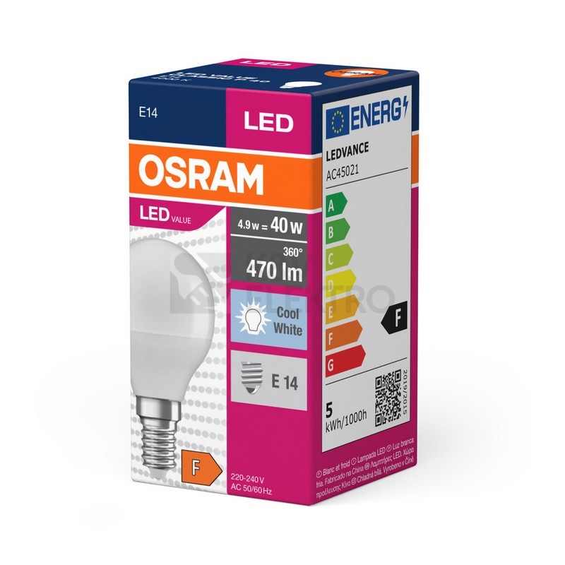 Obrázek produktu LED žárovka E14 OSRAM CL P FR 5,7W (40W) neutrální bílá (4000K) 2