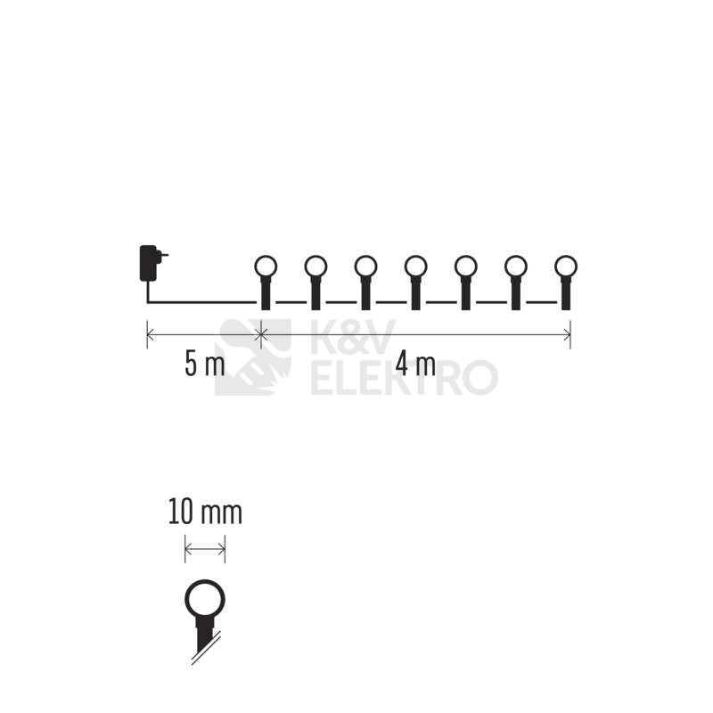 Obrázek produktu LED světelný řetěz EMOS D5AB01 ZY2025T 4m velké kuličky modrá s časovačem 3