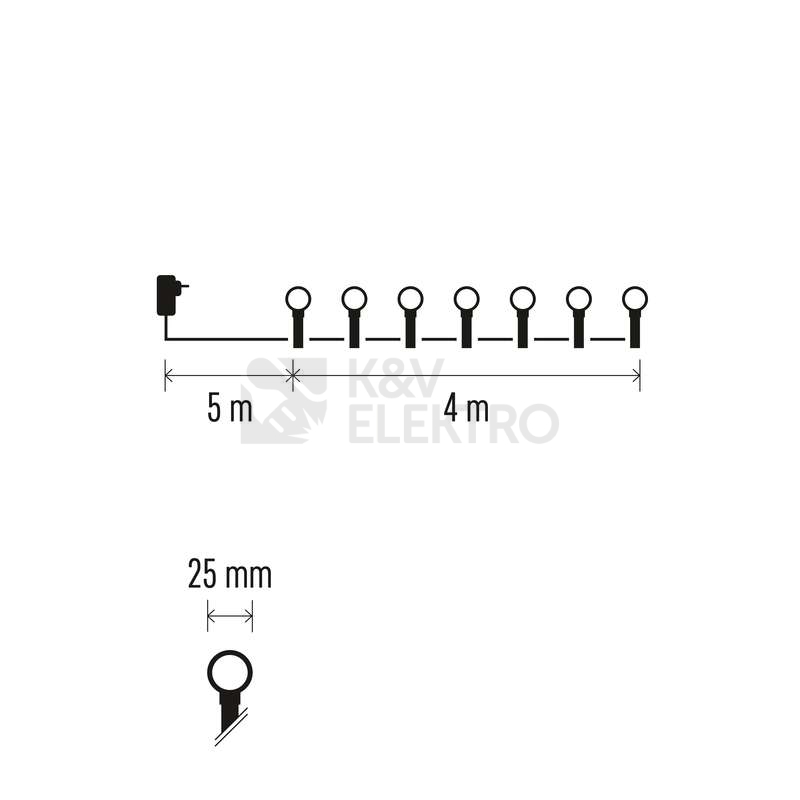 Obrázek produktu LED světelný řetěz EMOS D5AB01 ZY2025T 4m velké kuličky modrá s časovačem 4