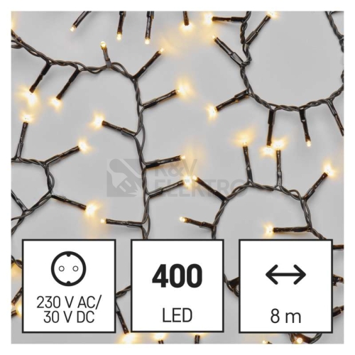 Vánoční osvětlení EMOS D4BW02 ZY2035T 400LED řetěz ježek 8m teplá bílá s časovačem