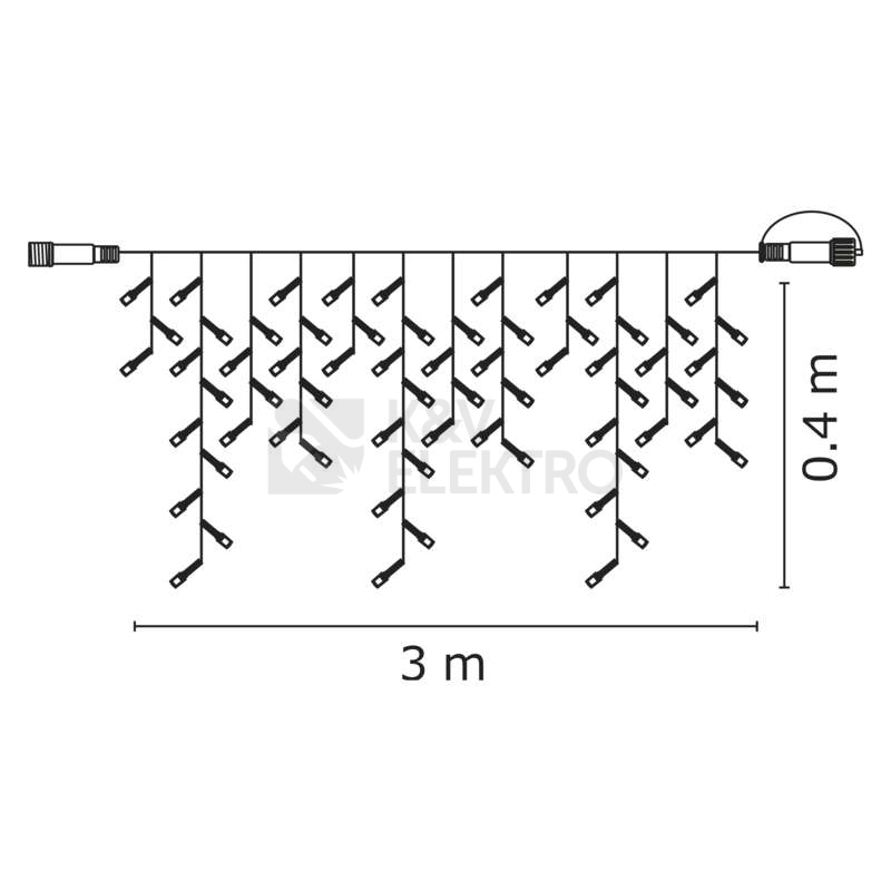 Obrázek produktu Propojovací vánoční řetěz bez zdroje EMOS Connecting D2CW02 ZY2157 50LED krápníky 3m teplá bílá 6