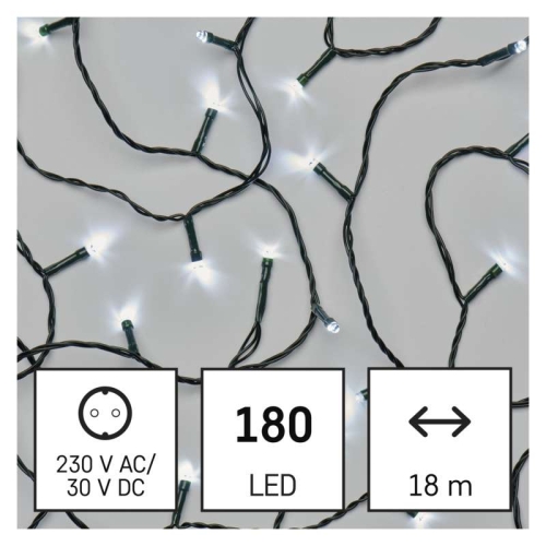 Vánoční osvětlení EMOS D4AC09 ZY2159 180LED řetěz 18m studená bílá 8 programů svícení