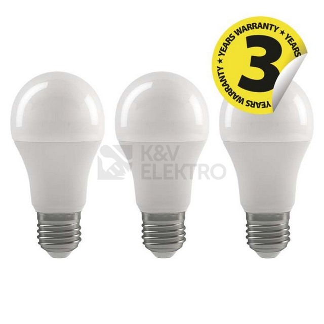 Obrázek produktu LED žárovka E27 EMOS Classic A60 10,7W (75W) teplá bílá (2700K), 3ks v balení ZQ5150.3 3