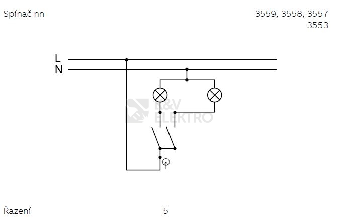 Obrázek produktu ABB Levit vypínač č.5 IP44 bílá/bílá 3559H-A05940 03 2