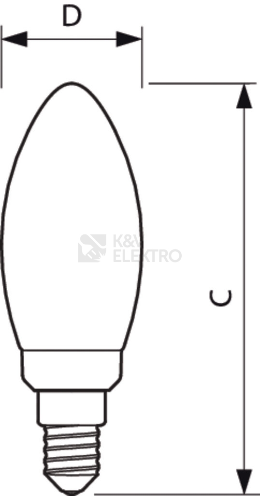 Obrázek produktu LED žárovka E14 PILA Classic Filament B35 4,3W (40W) teplá bílá (2700K), svíčka 3