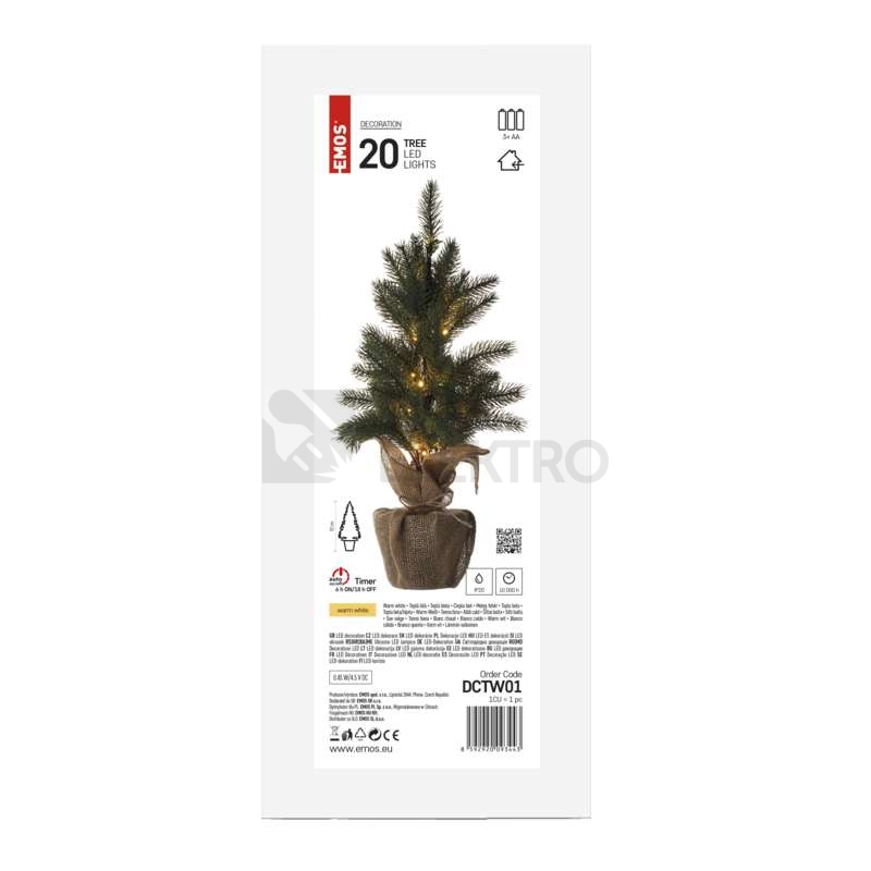 Obrázek produktu LED vánoční stromek EMOS DCTW01 ZY2245 2xAA vnitřní použití teplá bílá 3