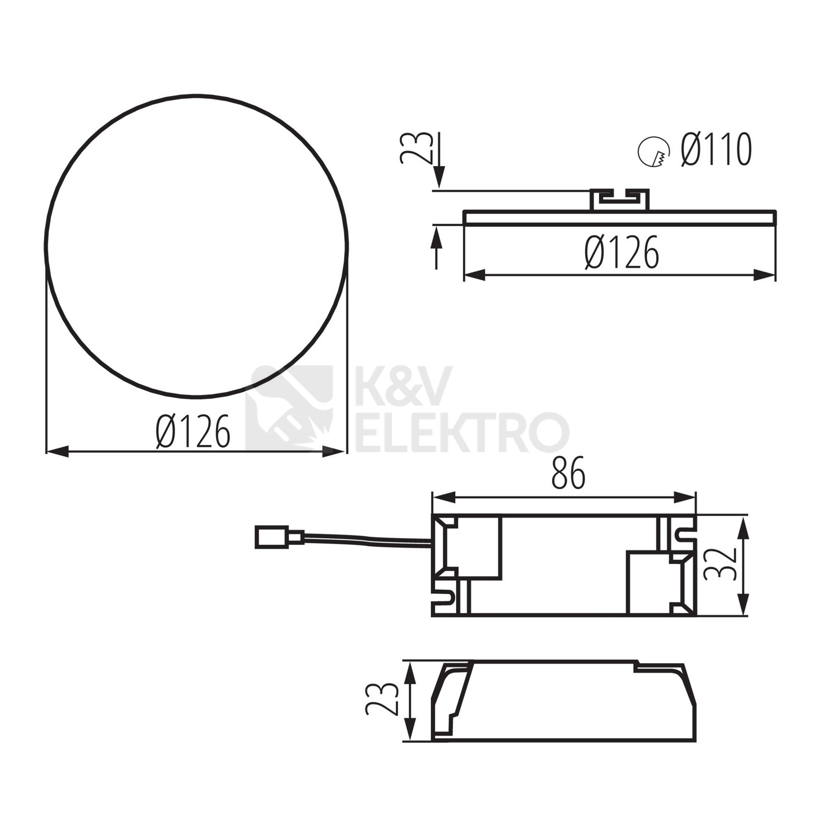 Obrázek produktu Podhledové LED svítidlo Kanlux AREL DO 10W-WW teplá bílá 29585 14