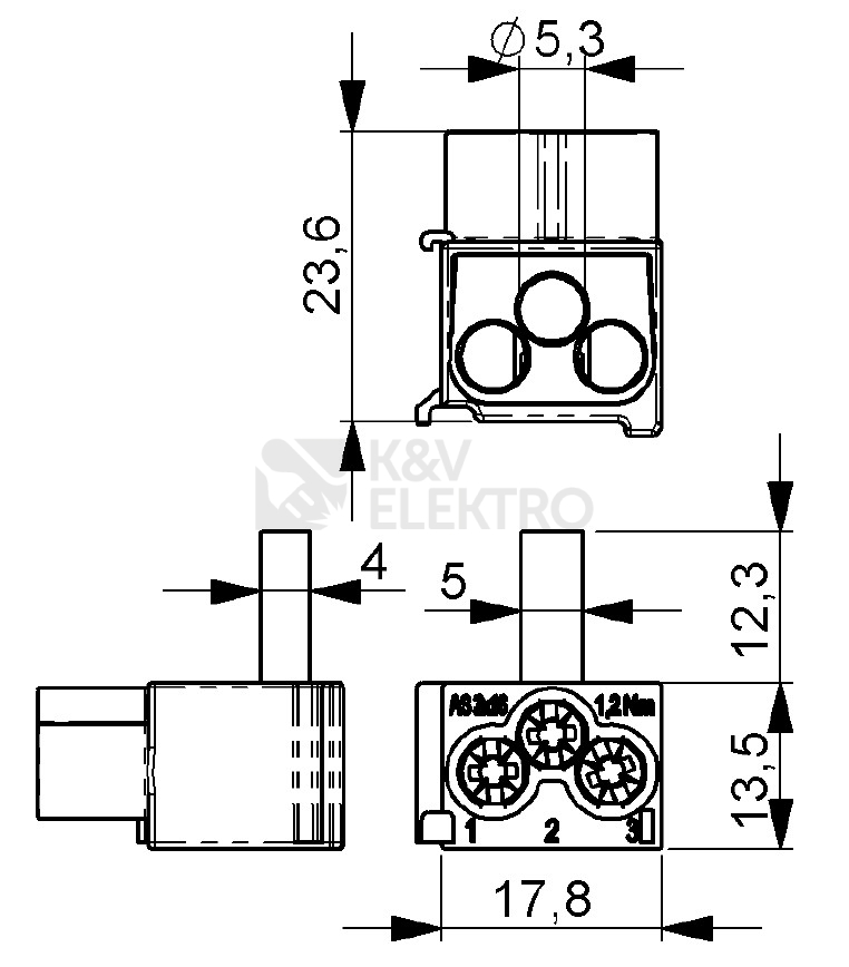 Obrázek produktu Svorka připojovací AS-3X16 SNK-BL modrá pro Al/Cu 3x16mm2 1079502 1