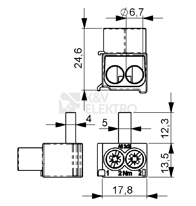 Obrázek produktu Svorka připojovací AS-2X25 SNK pro Al/Cu 2x25mm2 1079503 3