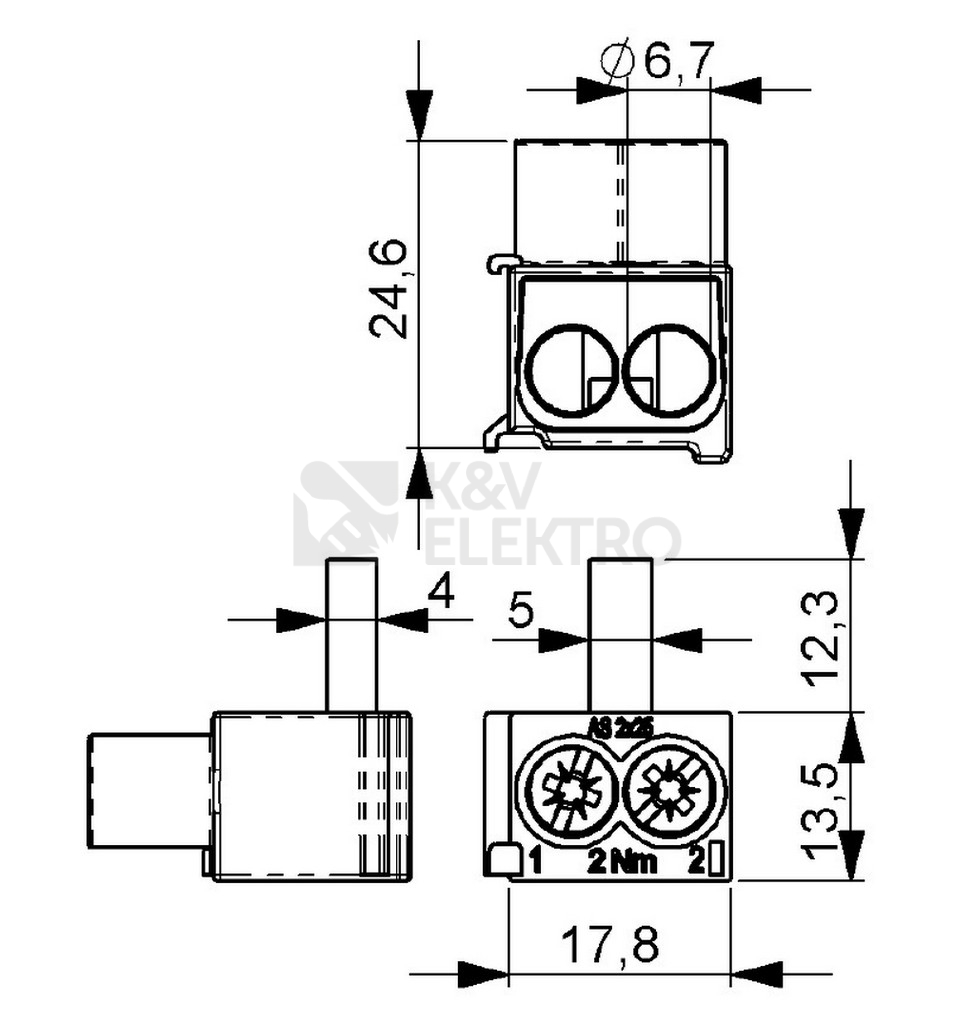 Obrázek produktu Svorka připojovací AS-2X25 SNK-BL modrá pro Al/Cu 2x25mm2 1079504 3