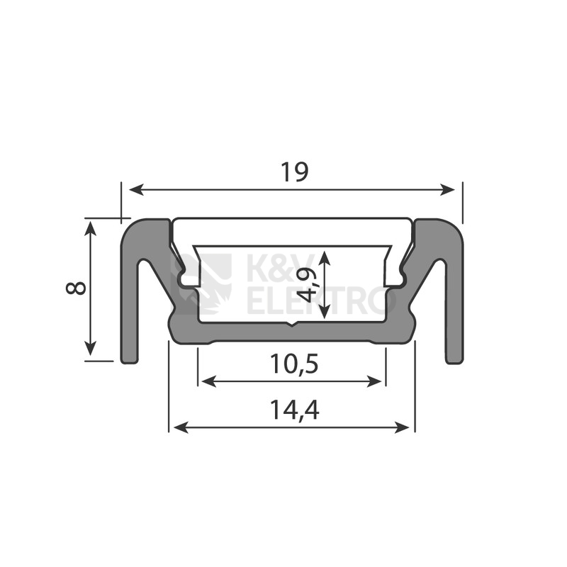 Obrázek produktu Přisazený hliníkový profil McLED PE 19x8mm s mléčným difuzorem 2m ML-761.095.02.2 5