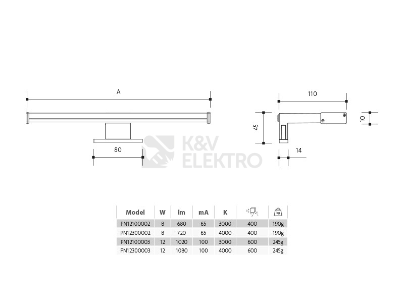 Obrázek produktu Koupelnové LED svítidlo nad zrcadlo Panlux ARVEN PN12100002 8W IP44 3000K stříbrná 1