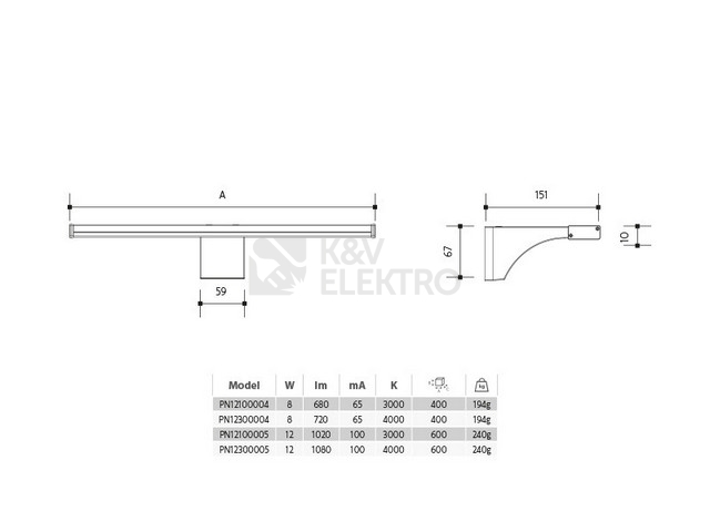 Obrázek produktu  Koupelnové nástěnné LED svítidlo Panlux ELESAR PN12100004 8W IP44 3000K stříbrná 4