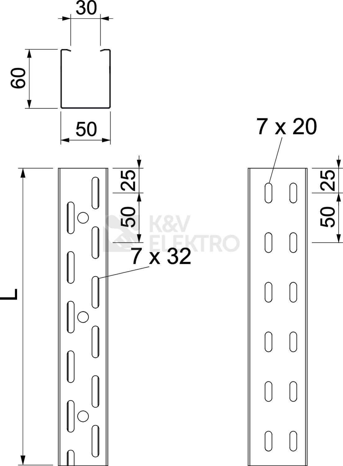 Obrázek produktu Kabelový žlab 60x50mm OBO RKS 605 FS 6047600  (3m) 1