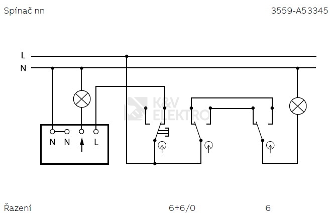 Obrázek produktu ABB Tango vypínač č.6+6 IP44 bílá 3559A-A52940 B 2