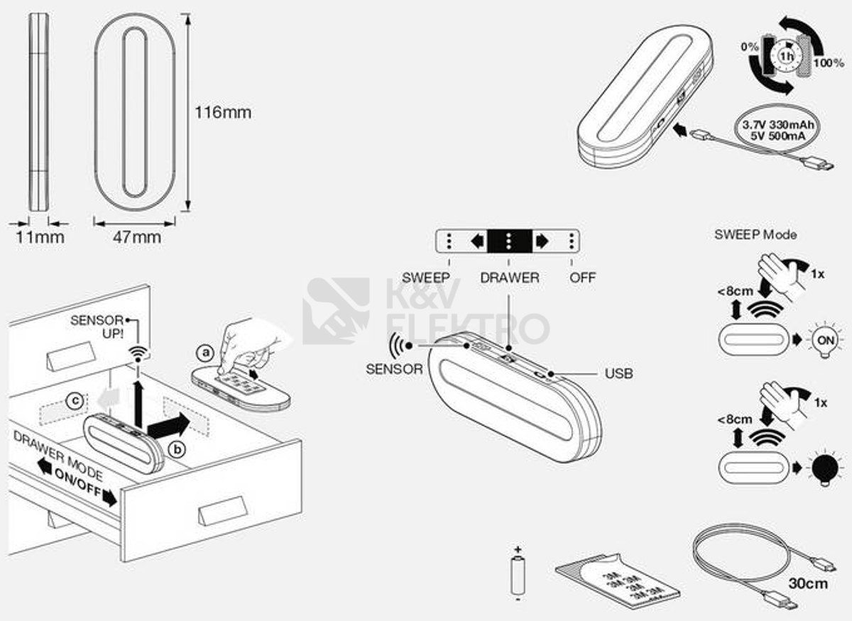 Obrázek produktu Nábytkové LED svítidlo LEDVANCE Linear LED Mobile IR USB White s čidlem nabíjecí 3