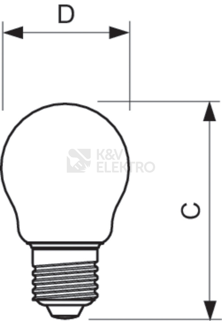 Obrázek produktu LED žárovka E27 Philips P45 Classic Filament 2W (25W) teplá bílá (2700K) 2