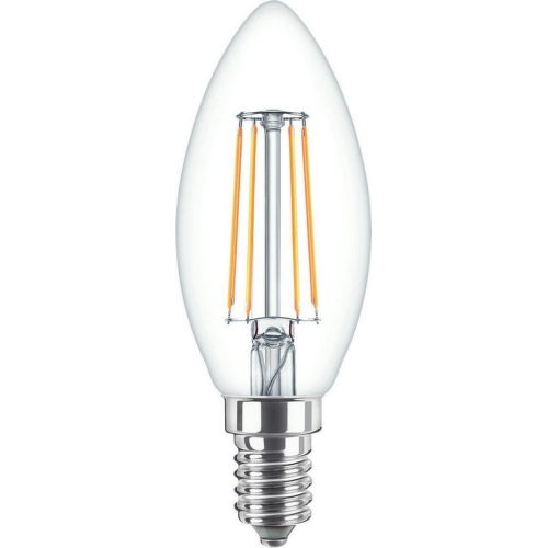 LED žárovka E14 Philips Classic Filament B35 4,3W (40W) teplá bílá (2700K), svíčka