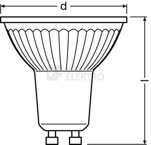 Obrázek produktu LED žárovka GU10 PAR16 OSRAM PARATHOM 4,3W (50W) teplá bílá (2700K), reflektor 36° 1