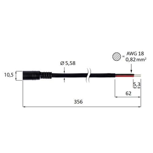 Napájecí konektor k LED pásku McLED ML-112.036.21.0 zásuvka s kabelem souosý konektor 5,5mm