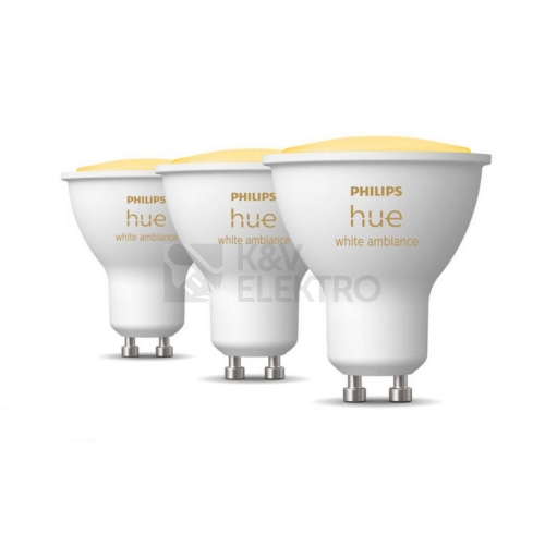  LED žárovka GU10 Philips Hue 3ks 4,2W (50W) White Ambiance (2200-6500K) stmívatelná