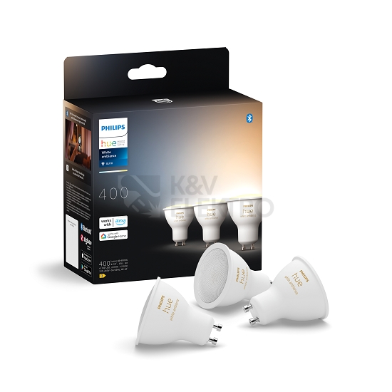 Obrázek produktu  LED žárovka GU10 Philips Hue 3ks 4,2W (50W) White Ambiance (2200-6500K) stmívatelná 4