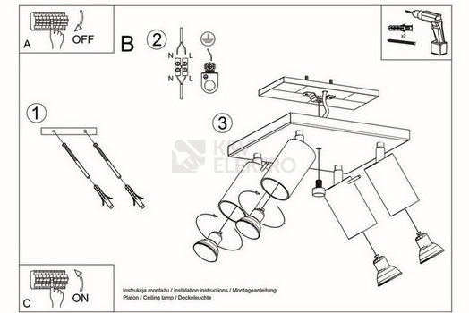 Obrázek produktu  Stropní bodové svítidlo SOLLUX Ring 4 GU10 4x40W SL.0094 černá 4