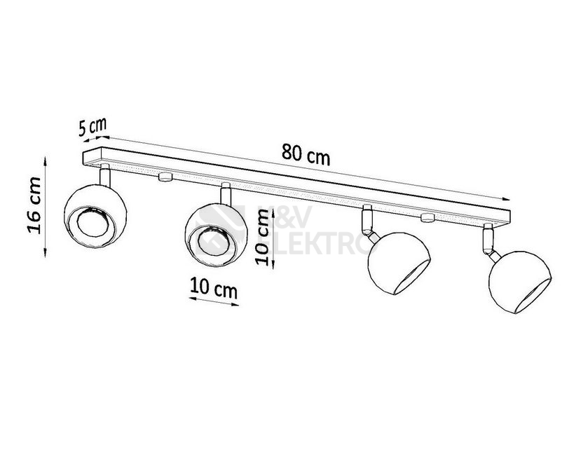 Obrázek produktu Stropní bodové svítidlo SOLLUX Oculare 4l GU10 4x40W bez zdroje SL.0441 bílá 3