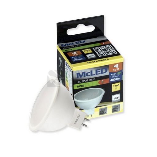 Obrázek produktu LED žárovka GU5,3 MR16 McLED 4,6W (35W) teplá bílá (2700K), reflektor 12V 100° ML-312.158.87.0 5