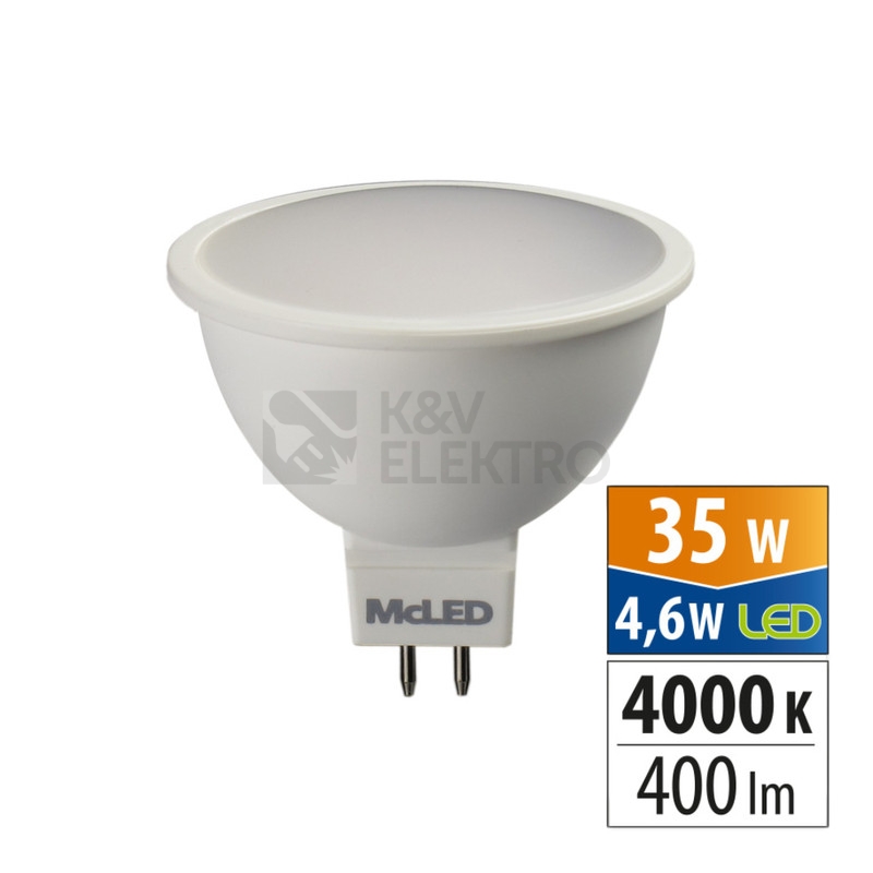 Obrázek produktu LED žárovka GU5,3 MR16 McLED 4,6W (35W) neutrální bílá (4000K), reflektor 12V 100° ML-312.159.87.0 8