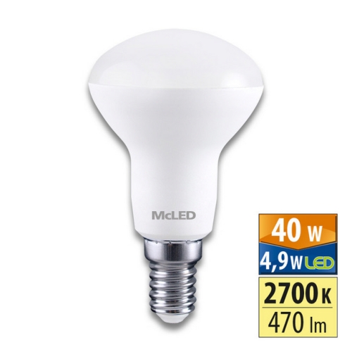 LED žárovka E14 McLED R50 4,9W (40W) teplá bílá (2700K), reflektor 120° ML-317.004.87.0