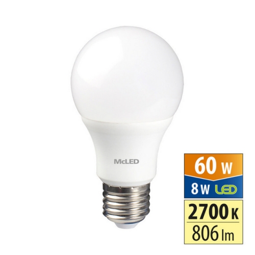 LED žárovka E27 McLED 8W (60W) teplá bílá (2700K) ML-321.094.87.0