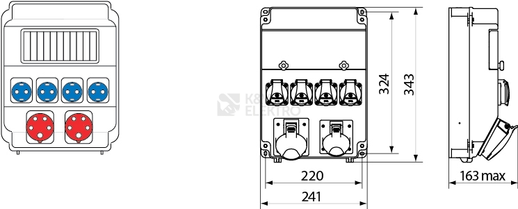 Obrázek produktu Zásuvková skříň ETI EDS11 4/2 16/32 B IP54 4x230V 1x400V/32A/5p 1x400V/16A/5p 001105414 (EDS11 4-2/2-5 16/32) 5