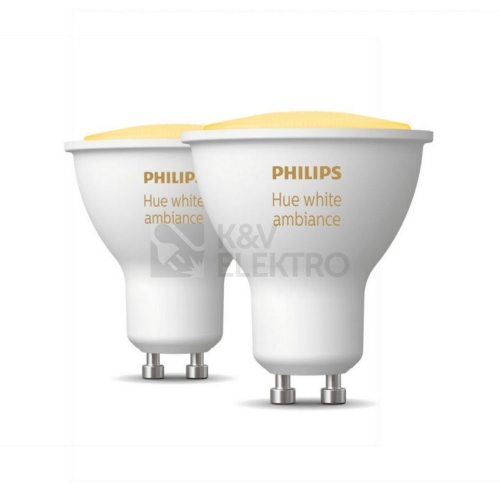  LED žárovka GU10 Philips Hue 2ks 4,2W (50W) White Ambiance (2200-6500K) stmívatelná