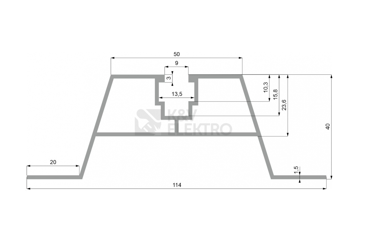 Obrázek produktu  Hliníkový trapézový profil 114x40mm nosník solárních panelů S1537 délka 4,3m 2