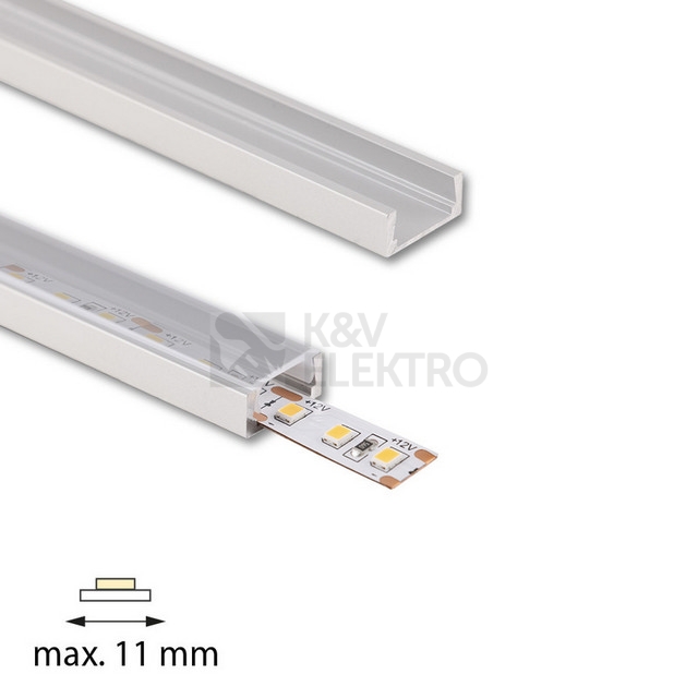 Obrázek produktu Přisazený hliníkový profil PG2 16x8mm s čirým difuzorem 1m McLED ML-761.003.74.1 1